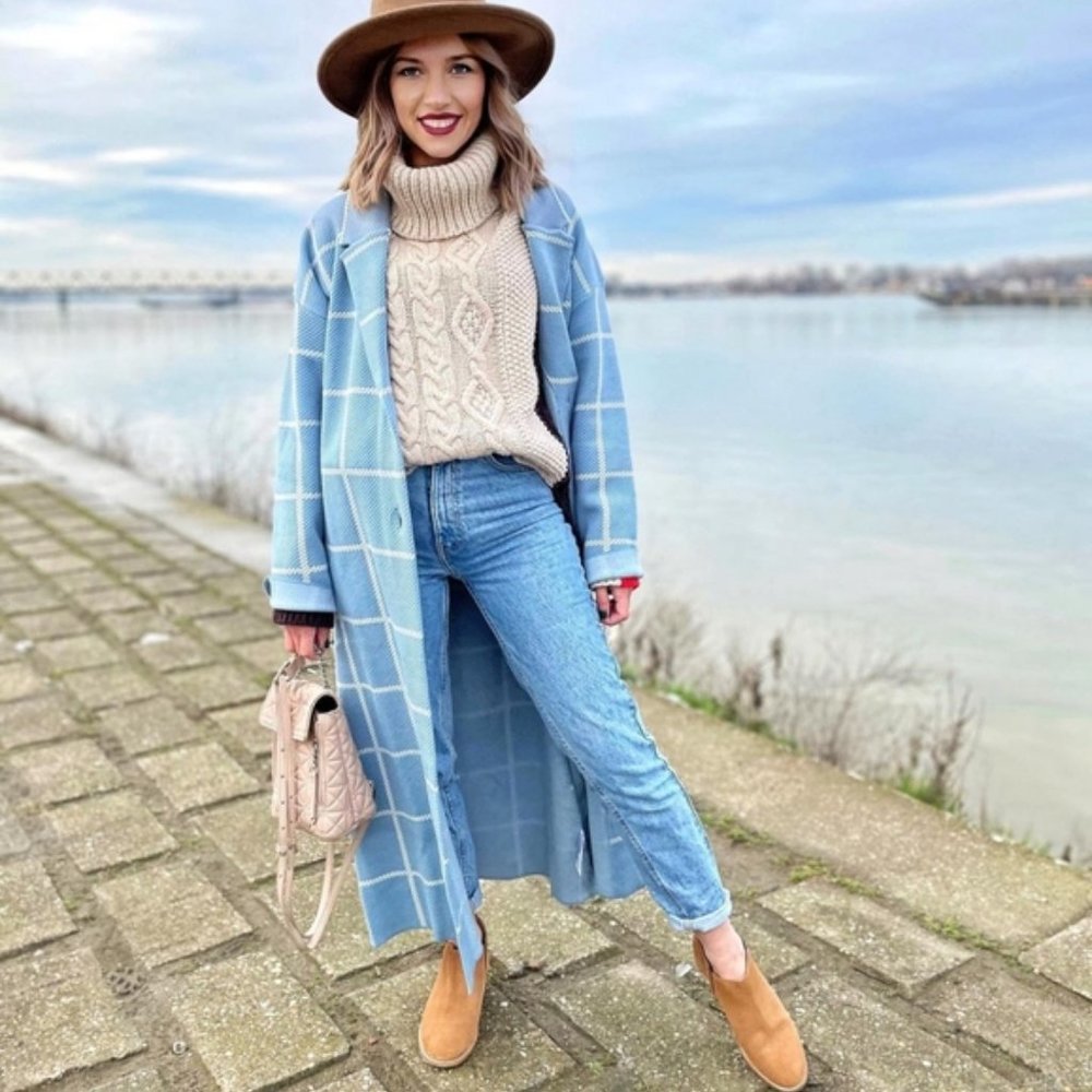 Zara Plaid Knit Coat - Picture 5 of 15